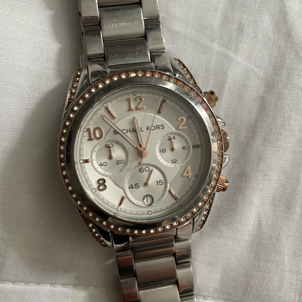 Michael Kors stainless steel and rose gold watch